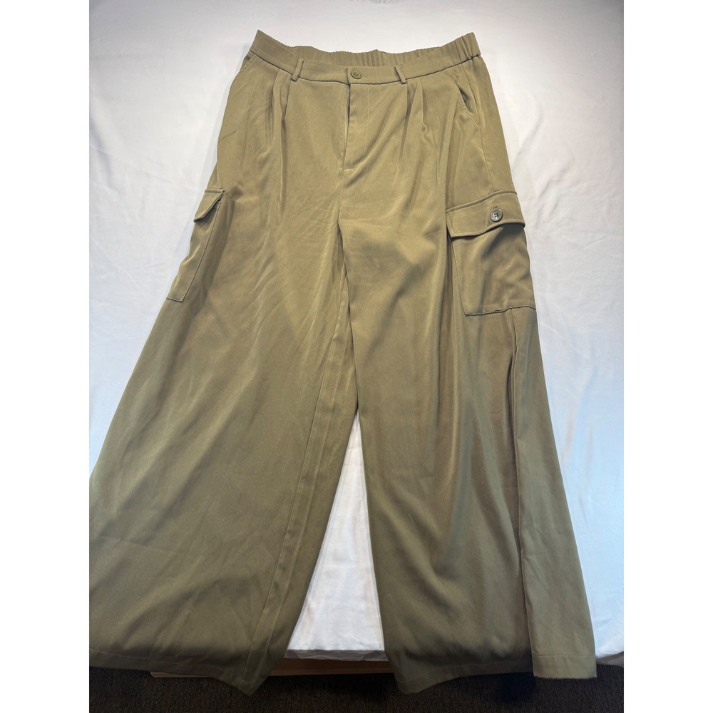 Dokotoo Womens Cargo Pants Olive Green Wide Leg High Waist Utility Trousers 16
